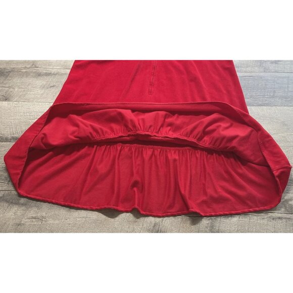 Vintage 60s Lounge Craft Nightgown Womens Medium Red Housecoat Zip Pocket Long - Picture 5 of 15